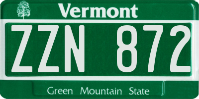 VT license plate ZZN872