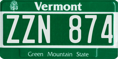 VT license plate ZZN874