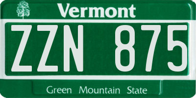 VT license plate ZZN875