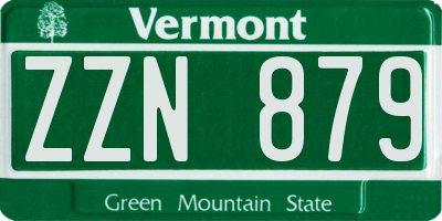 VT license plate ZZN879