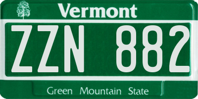 VT license plate ZZN882