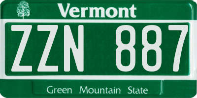 VT license plate ZZN887