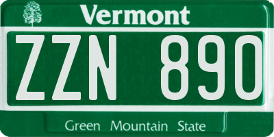 VT license plate ZZN890