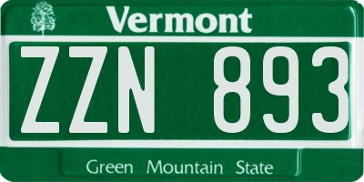 VT license plate ZZN893