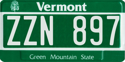 VT license plate ZZN897