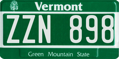 VT license plate ZZN898