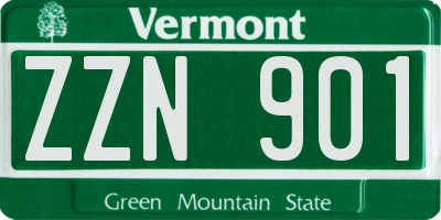 VT license plate ZZN901