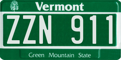 VT license plate ZZN911