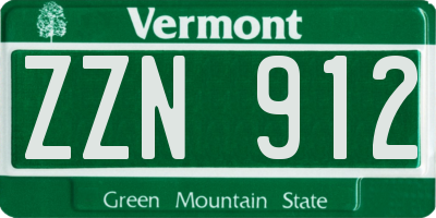 VT license plate ZZN912