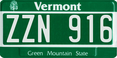 VT license plate ZZN916