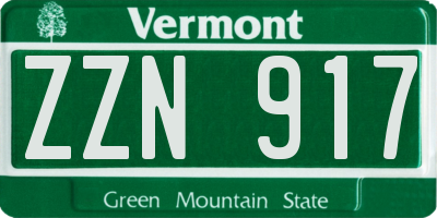 VT license plate ZZN917