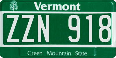 VT license plate ZZN918