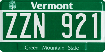 VT license plate ZZN921