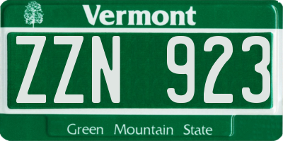 VT license plate ZZN923