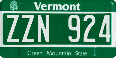 VT license plate ZZN924