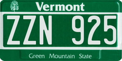 VT license plate ZZN925