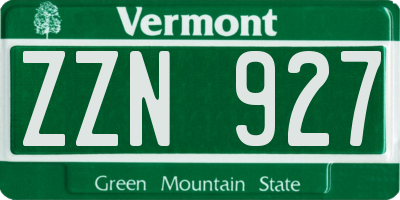 VT license plate ZZN927