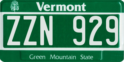 VT license plate ZZN929