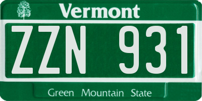 VT license plate ZZN931
