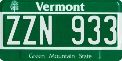VT license plate ZZN933