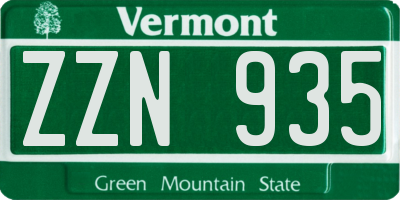 VT license plate ZZN935