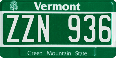 VT license plate ZZN936
