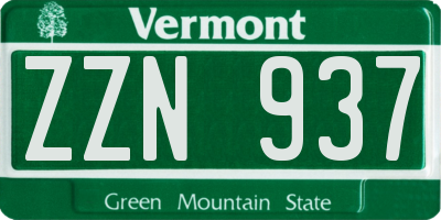 VT license plate ZZN937