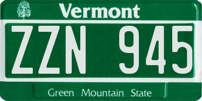 VT license plate ZZN945