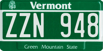 VT license plate ZZN948