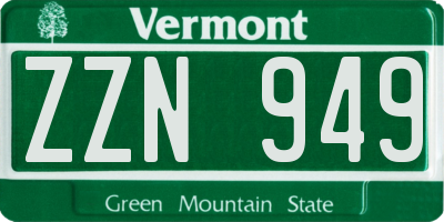 VT license plate ZZN949