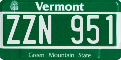 VT license plate ZZN951