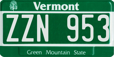 VT license plate ZZN953