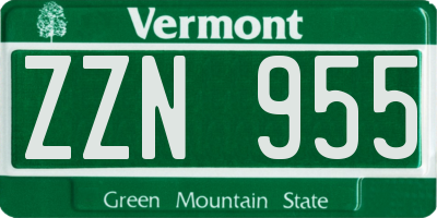 VT license plate ZZN955