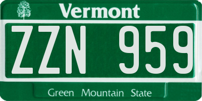 VT license plate ZZN959