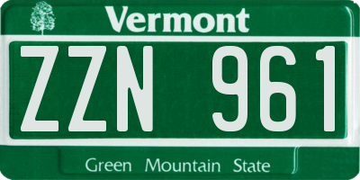 VT license plate ZZN961