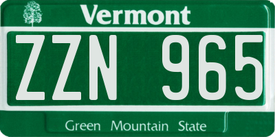 VT license plate ZZN965