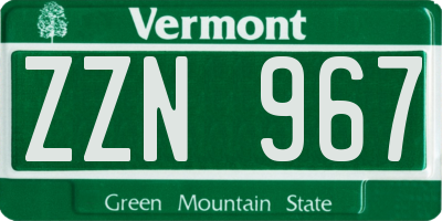VT license plate ZZN967