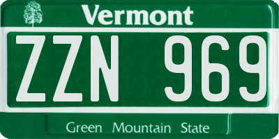 VT license plate ZZN969