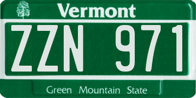 VT license plate ZZN971