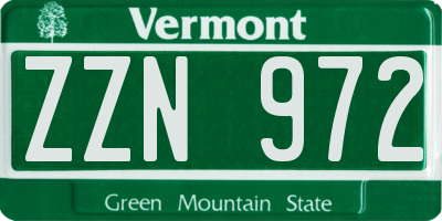 VT license plate ZZN972