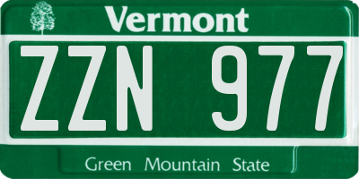 VT license plate ZZN977