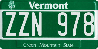VT license plate ZZN978