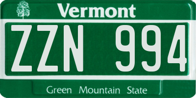 VT license plate ZZN994