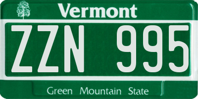 VT license plate ZZN995