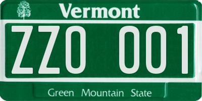 VT license plate ZZO001