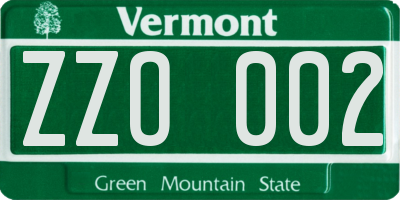 VT license plate ZZO002