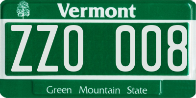 VT license plate ZZO008