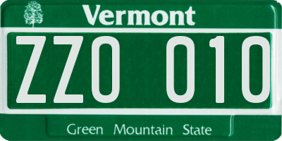 VT license plate ZZO010