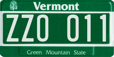 VT license plate ZZO011
