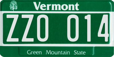 VT license plate ZZO014